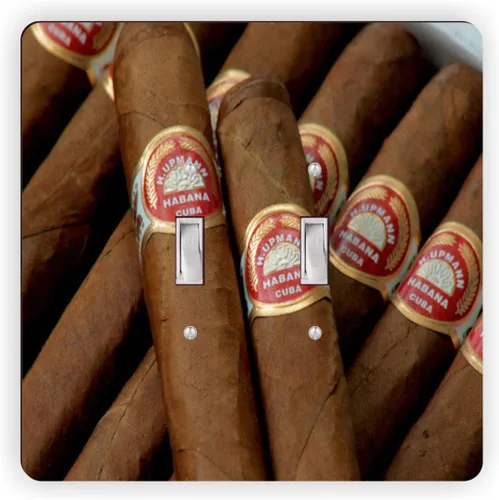 Vista 7 de Cuban Cigars Havana Cigar - Tapa de interruptor de luz basculante doble - Placa de interruptor basculante doble