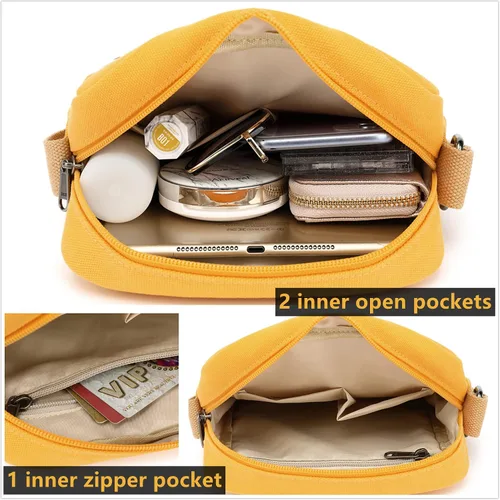 Vista 4 de Leaper - Juego de estuche y cartera bandolera de lona para niñas y mujeres