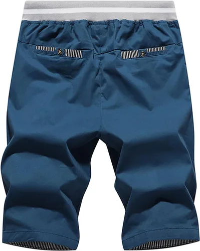 Vista 38 de JustSun Pantalones cortos para hombre, estilo casual, de algodón, con cintura elástica y bolsillos Negro
