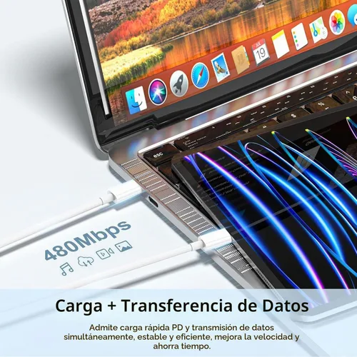 Vista 5 de Cargador para iPhone 14, paquete de 2 cables de carga rápida USB de 10 pies, cable Lightning de carga rápida, bloque de enchufe USB tipo C con cable