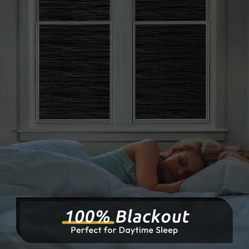 Vista 2 de rabbitgoo - Película opaca de privacidad para ventana, patrón de ondas, 11.8 x 78.7 pulgadas Day Time Sleep, Total Light Blocking, Room Darkening