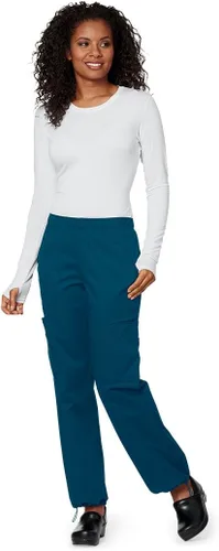 Vista 2 de Cherokee Pantalones médicos para mujer, ropa de trabajo, Core Stretch Mid Rise Pull-On Cargo 4005