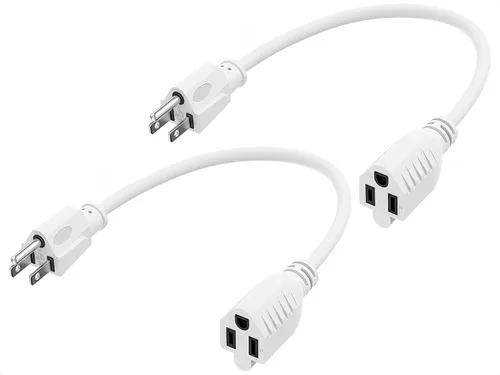 Vista 14 de Cable Matters - Paquete de 2 cables de extensión de alimentación cortos de 16 AWG, resistentes de 13 A, 1 pie, 3 clavijas, NEMA 5-15P a NEMA 5-15R