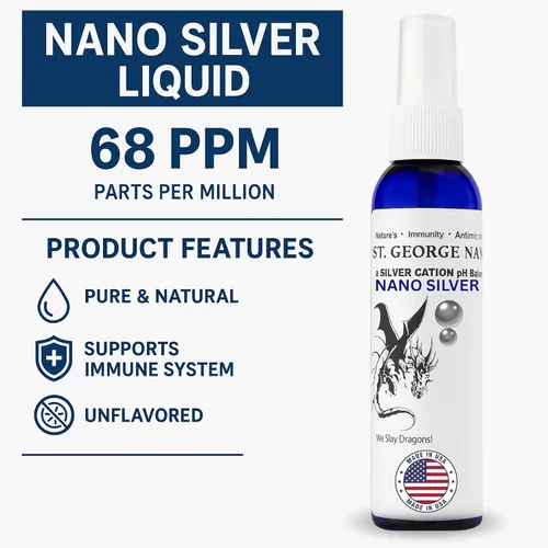 Vista 2 de St. George Nano Silver Suplemento líquido de apoyo inmunológico de plata colodial, 4 onzas
