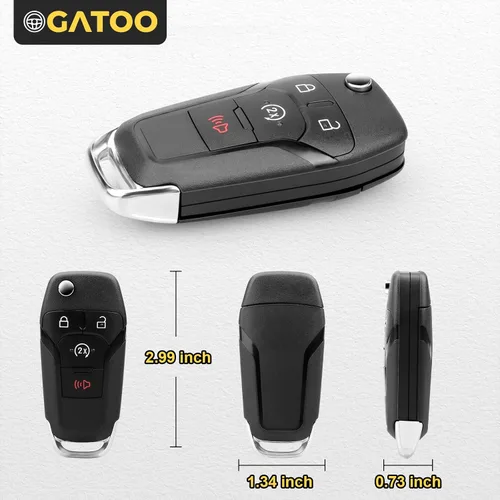 Vista 5 de Llavero Flip Key Compatible con 2015 2017 2016 2017 2018 2019 2020 Ford F150 F250 F350 F450 F550 Super Duty Ranger XLT Raptor, Control Remoto