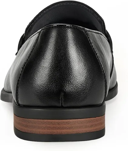 Vista 4 de Mocasines formales Penny para hombre, zapatos de vestir clásicos sin NUEVO-NEGRO