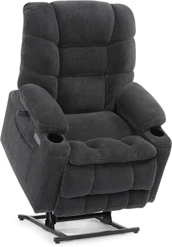 Vista 9 de EONIX Silla reclinable ancha para ancianos, silla elevadora de gran tamaño resistente de 400 libras con calor y masaje, reclinable elevador
