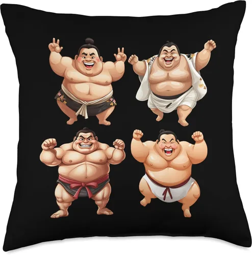 Vista 5 de I'm not fat I'm sumo-sized Sumo wrestler Rikishi Funny Fat 4 Sumo Wrestlers - Almohada de 16 x 16 pulgadas, multicolor