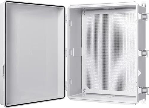 Vista 17 de Caja de conexiones Gratury, carcasa de plástico impermeable IP67 para proyectos eléctricos, cubierta con bisagras gris, incluye placa de montaje