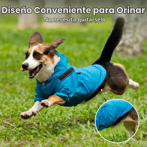 Vista 7 de JoyDaog Impermeable para perros con capucha, chaqueta impermeable para Azul