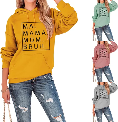 Vista 2 de Sudadera con capucha para mujer, mamá y mamá, bruh, para mamá, mamá, mamá, bruh, para mujer