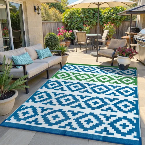 Vista 8 de Anidaroel Alfombra de área para exteriores para patio, 4 x 6 pies, impermeable, reversible, alfombra de paja de plástico para exteriores, alfombra