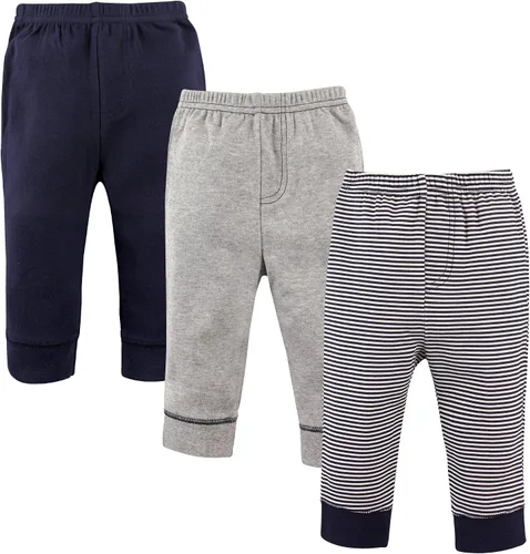Vista 20 de Luvable Friends Pantalones de algodón para bebé niño Rayas negras paquete de 4