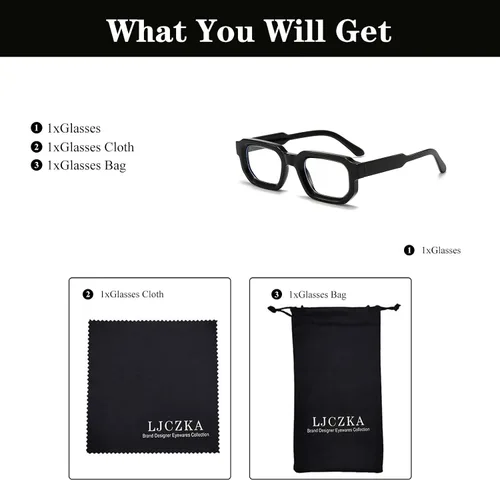 Vista 5 de LJCZKA Lentes cuadrados con bloqueo de luz azul para hombres y mujeres, anteojos gruesos para computadora, antifatiga ocular para leer mensajes
