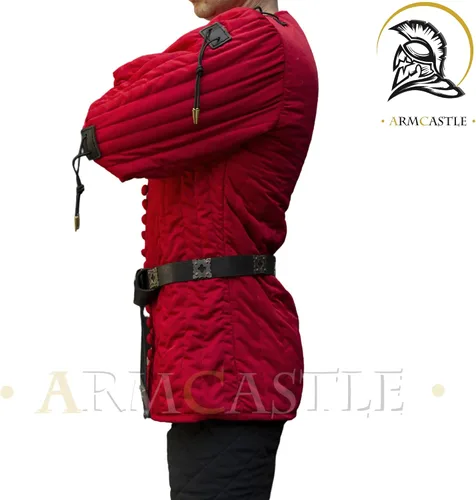 Vista 3 de Armadura Gambeson tradicional medieval para protección corporal, Aketon acolchado medieval para esgrima SCA