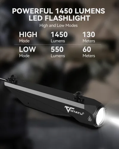 Vista 6 de VOTATU ML40S - Linterna táctica de 1450 lúmenes con interruptor de presión, compatible con riel M-Lok, luz de arma para rifle, función