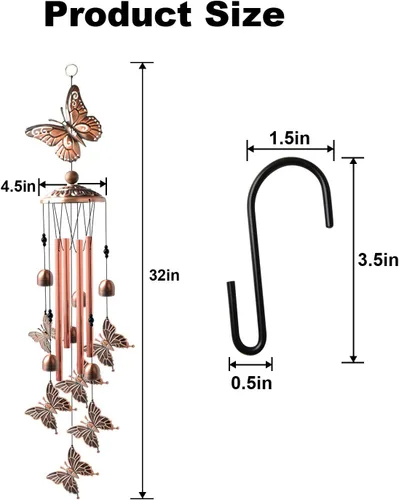 Vista 7 de Campanillas de viento de mariposa, regalo para abuela, regalos de cumpleaños para mamá para hija, regalo de amiga, tía, mujer, decoración