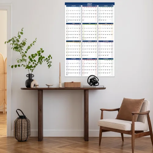 Vista 7 de Calendario anual de pared 2027, enero de 2027 a diciembre de 2027, planificador anual, 34.3 x 22.8 pulgadas (abierto), calendario de pared grande 27
