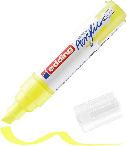 Vista 10 de edding 5000 marcadores acrílicos anchos – amarillo, azul, rosa y turquesa – Paquete de 5 marcadores de pintura acrílica (abstracto) – Punta