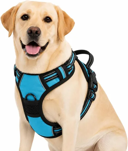 Vista 25 de Arnés para perro sin tirones, arnés reflectante cómodo ajustable con mango de fácil control delantero y trasero, acolchado suave para mascotas
