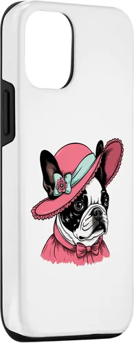 Vista 3 de Carcasa victoriana para iPhone 14 Boston Terrier English Lady Funny Dog