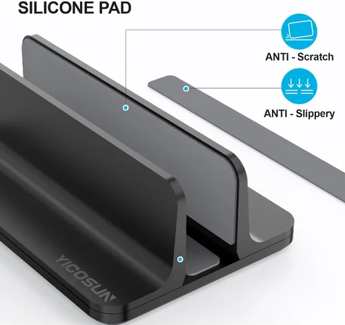 Vista 3 de YICOSUN Soporte vertical de aluminio para laptop para escritorio, base de ancho ajustable para MacBook, Surface, Samsung, HP, Dell de hasta 17.3