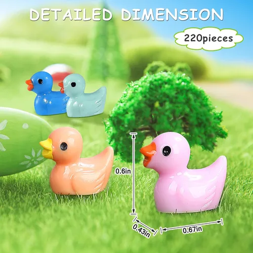 Vista 2 de JIUZHU 220 Piezas Mini Patos de Resina Patos Pequeños Fiesta de Cumpleaños Figura en Miniatura Paisaje Acuario Decoración DIY Bonsái