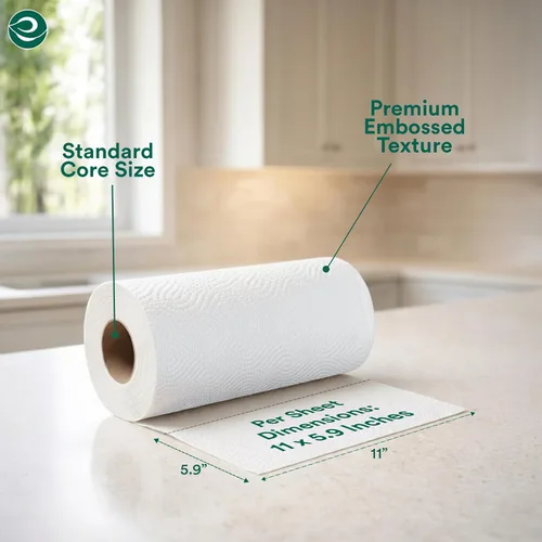 Vista 2 de Eco Soul Juego de 6 rollos de toallas de papel de bambú 150 hojas por rollo Toalla de papel de cocina ultra absorbente, ecológica, sostenible