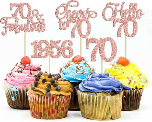 Vista 17 de Gyufise Paquete de 24 adornos negros para cupcakes de 10.º cumpleaños con purpurina negra 10 Ten Hello 10 Dights dobles desde 2015 para decoraciones