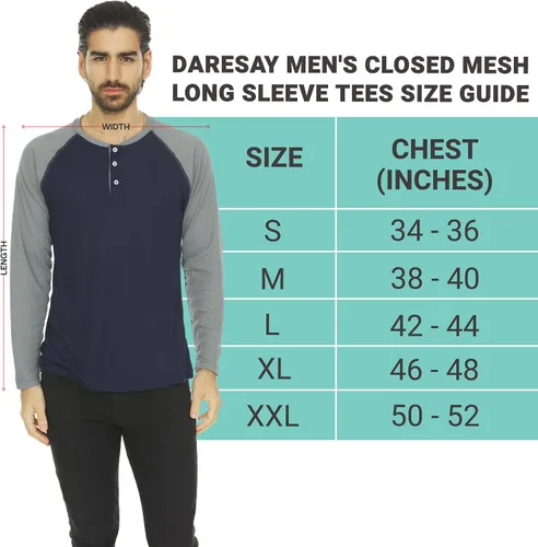 Vista 18 de DARESAY Paquete de 3: camiseta térmica de manga larga para hombre, camisetas de manga larga Henley & Crew para hombre, camisetas de manga larga
