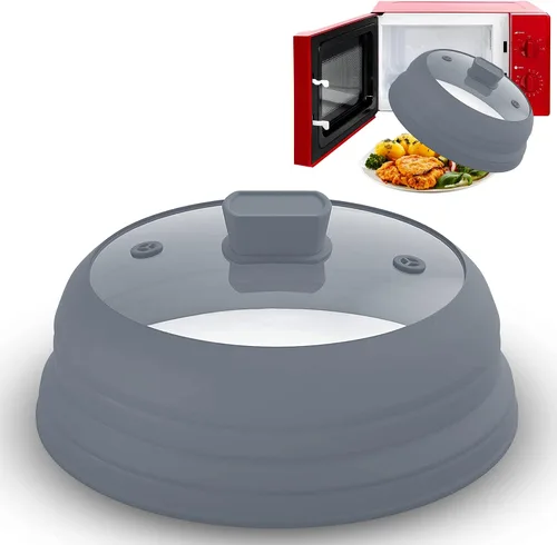 Vista 8 de Cubierta de vidrio para salpicaduras de microondas de 11.8 pulgadas, cubierta plegable para salpicaduras de microondas para plato y tazón, parte