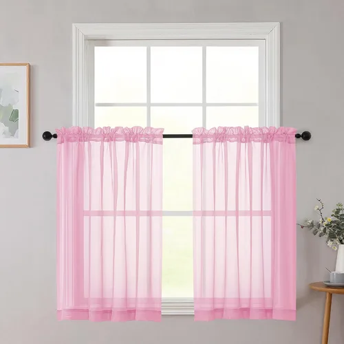 Vista 134 de 2 paneles de cortinas traslúcidas blancas para dormitorio, sala de estar, 96 pulgadas de largo, modernas, suaves, ligeras, con bolsillo para barra