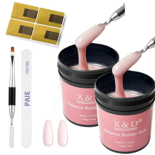 Vista 17 de X&D Kit de uñas de poligel, 3 piezas de gel de uñas de gel natural transparente, kit de gel de uñas de secado rápido, juego de gel de uñas