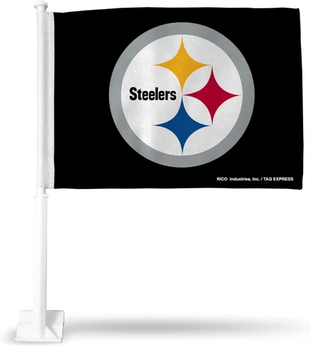 Vista 46 de Rico Industries NFL Double Sided Car Flag - 16" x 19" - Strong Pole That Hooks onto Car/Truck/Automobile