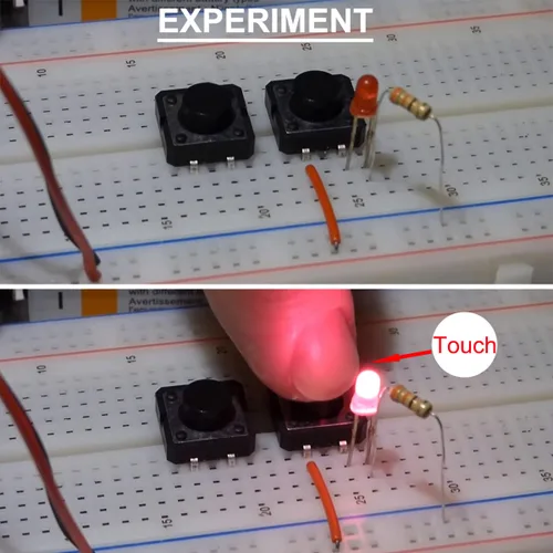 Vista 5 de Botón táctil táctil de 2 pines, interruptor momentáneo vertical de 0.236 x 0.236 x 0.197 in, componentes electrónicos para panel PCB