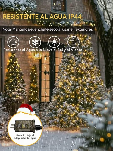 Vista 6 de EEW - Cadena de luces de Navidad controladas por voz, 99 pies, 300 LED, blanco cálido