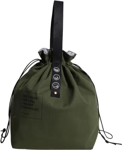 Vista 7 de Bolsa de almuerzo de lona con cordón, bolsa de almuerzo aislada, estilo japonés, bolsa de almuerzo reutilizable, bolsa aislada con asa y cierre