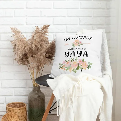 Vista 7 de Yaya - Fundas de almohada decorativas para abuela, regalos para abuela, cumpleaños, día de la madre, fundas de almohada rústicas florales para sofá