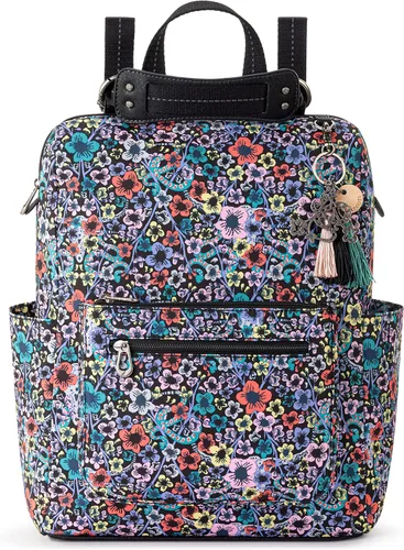 Vista 9 de Sakroots Loyola - Mochila para mujer de sarga ecológica, correa cruzada ajustable, bolsa multifuncional con compartimento para portátil, bolso