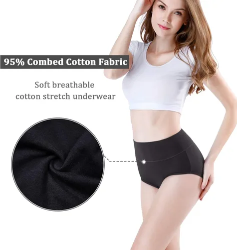 Vista 3 de wirarpa Womens High Waisted Cotton Underwear Soft Full Briefs Ladies Breathable Panties Multipack