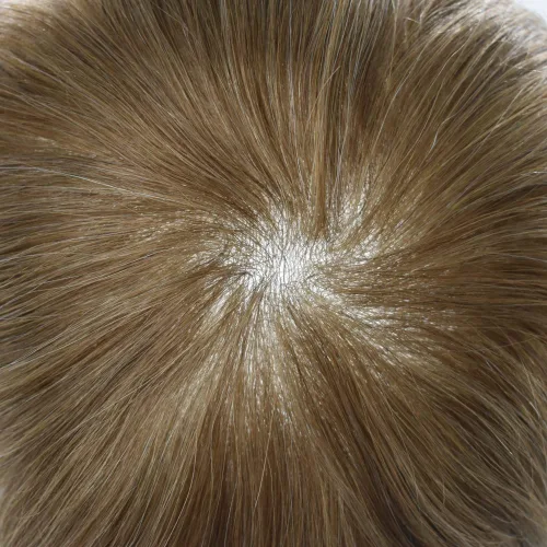 Vista 5 de Tupé de piel ultrafina para hombres Piezas de pelo Sistema de reemplazo Real Cabello humano Piezas para hombres Toupee Protesis Capilar Para Hombre