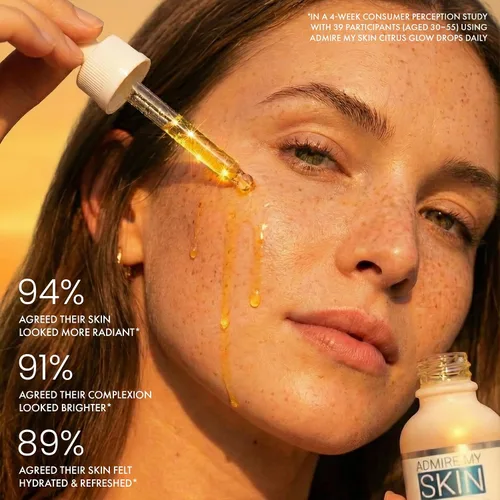 Vista 3 de Admire My Skin Aceite de vitamina C Gua Sha para la cara, aceite facial orgánico para una piel brillante con aceites de argán y rosa mosqueta