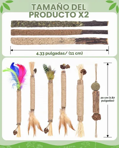 Vista 5 de Palitos masticables de Silvervine de TINDTOP para gatos, paquete de 12 unidades de juguetes naturales masticables de hierba gatera para limpieza
