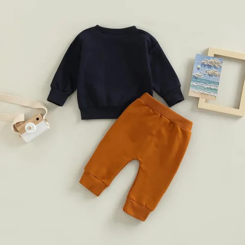 Vista 53 de Ropa de bebé niño 3 6 9 12 18 24M 3T Conjunto de pantalones con capucha patchwork sudadera con capucha pantalones de rayas traje de otoño invierno