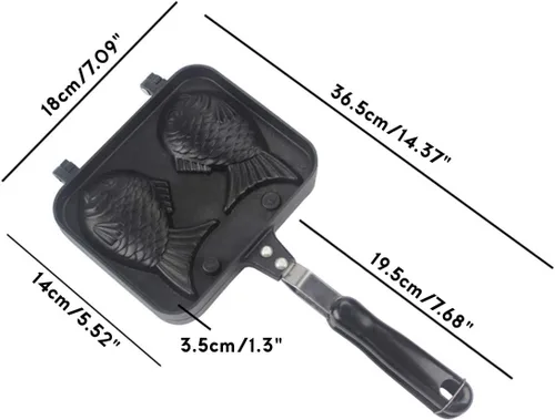 Vista 2 de Hovico Taiyaki - Molde doble para panqueques japonés en forma de pez, molde doble para hacer panqueques en forma de pez, molde doble para el hogar