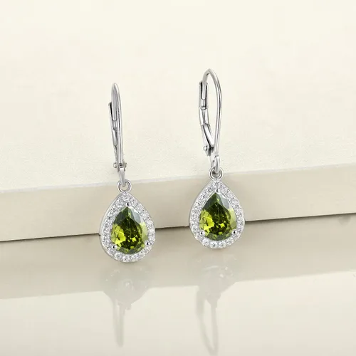 Vista 4 de YL Pendientes colgantes de plata de ley 925 para mujer, aretes de plata de ley 925, aretes de halo de lágrima y piedras preciosas de joyería, Metal