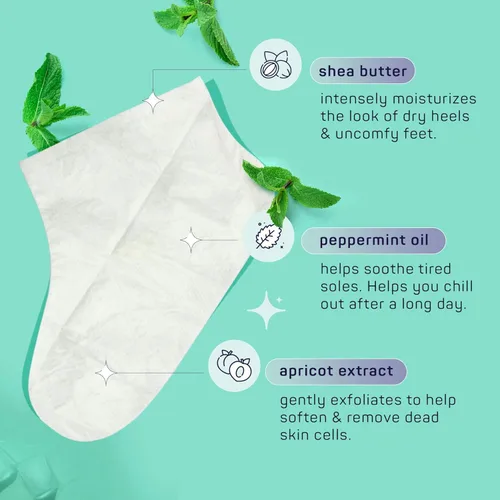 Vista 5 de Spa Life - Juego de calcetines hidratantes y bálsamo reparador de pies de menta refrescante para hombre, máscara hidratante revitalizante