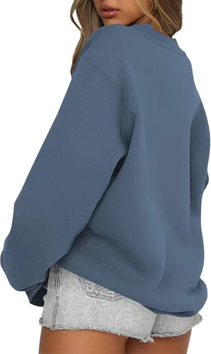 Vista 2 de midelxp Sudaderas de gran tamaño con cuello redondo para mujer, forro polar suave, manga larga, casual, cómodas, lindas sudaderas con capucha