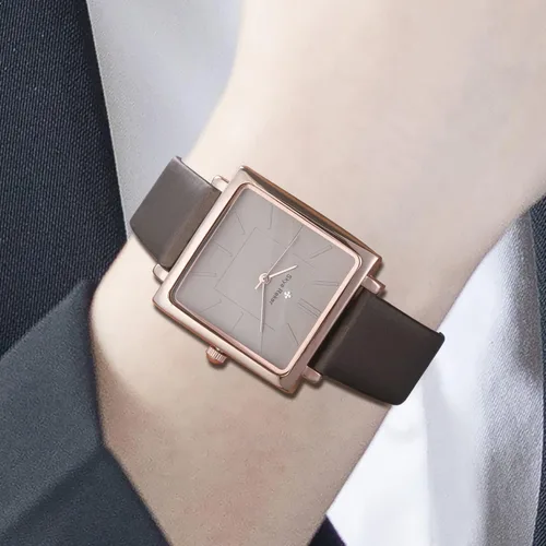 Vista 4 de Square Women Watch Leather Band Simple Dial Watch for Women Waterproof Relogio Feminino