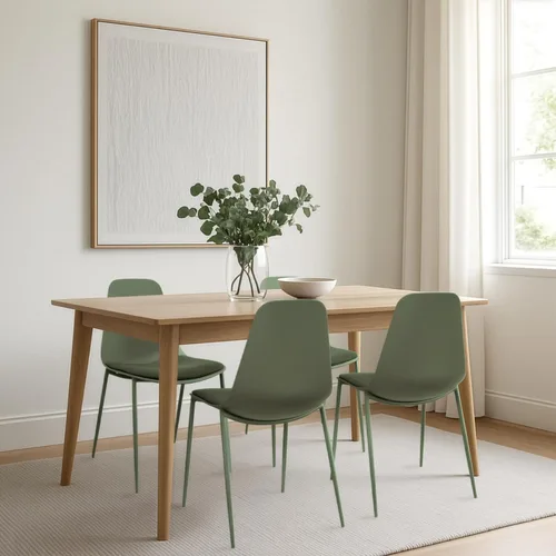 Vista 2 de 2xhome Silla moderna de cocina y comedor Cojín acolchado de tela Patas de metal y asiento de plástico sin brazos Oficina Interior Patio Café